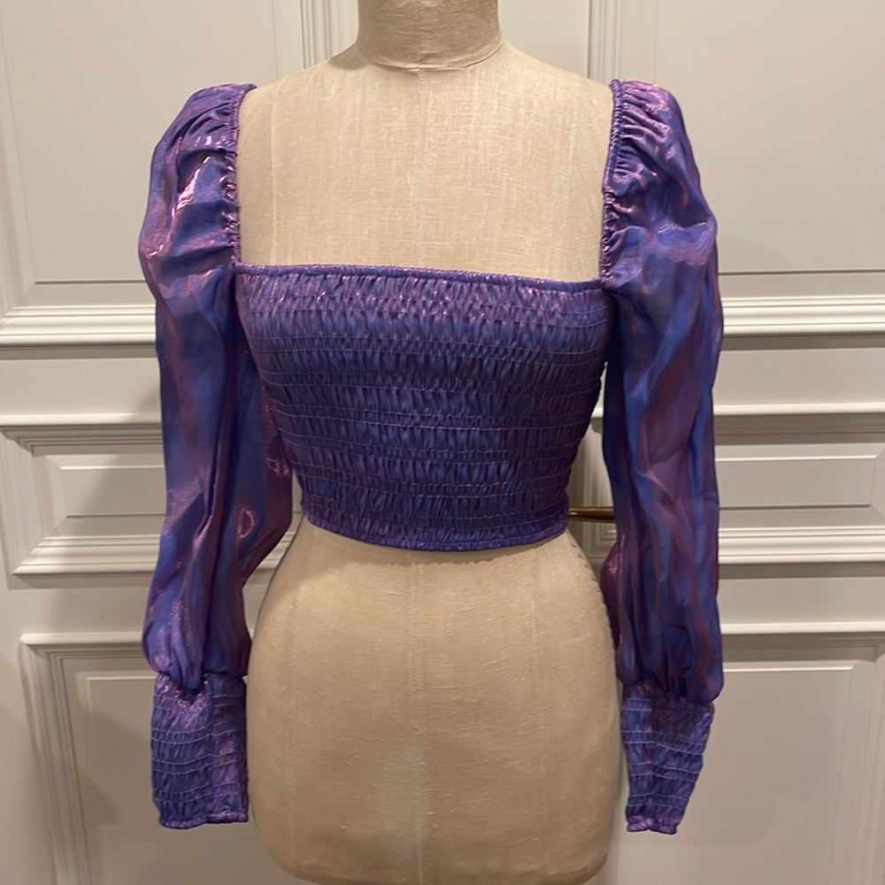 Bershka purple metallic top size S